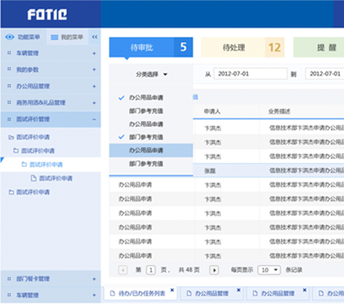 中國信托OA系統(tǒng)用戶界面設(shè)計(jì)